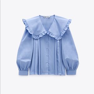NWOT ZARA POPLIN BLOUSE WITH PETER PAN COLLAR TOP